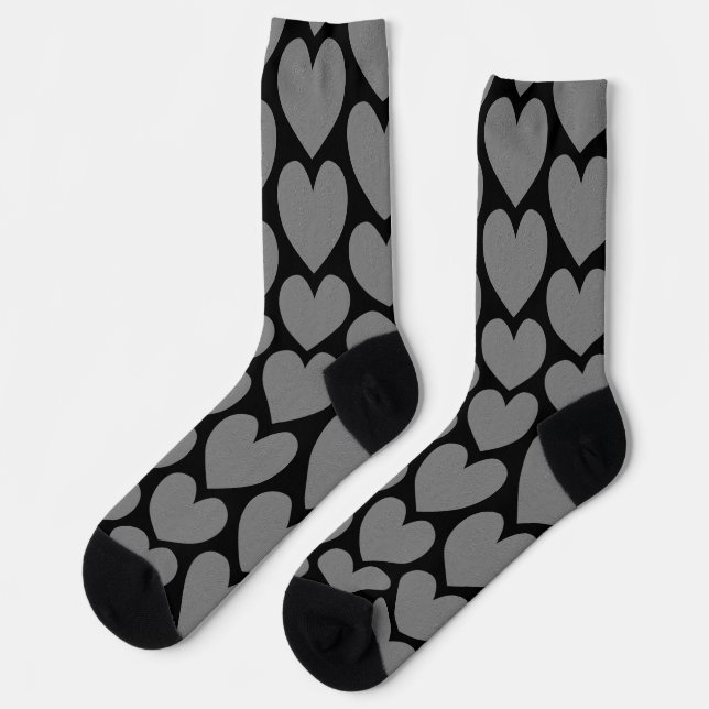 Silver Embossed Style Heart Love Socks (Left)