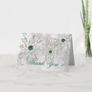 Silver Emerald winter bridal shower Thank You Card