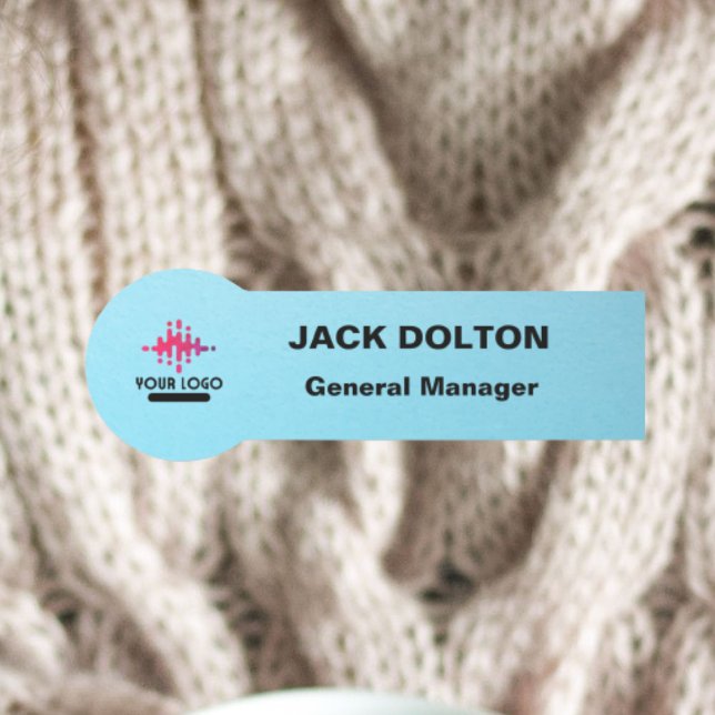 Silver Employee Name Badge with Custom Logo & Text (Creator Uploaded)