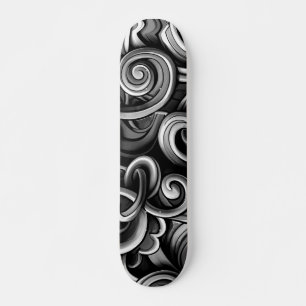 Silver Energy Swirls Skateboard