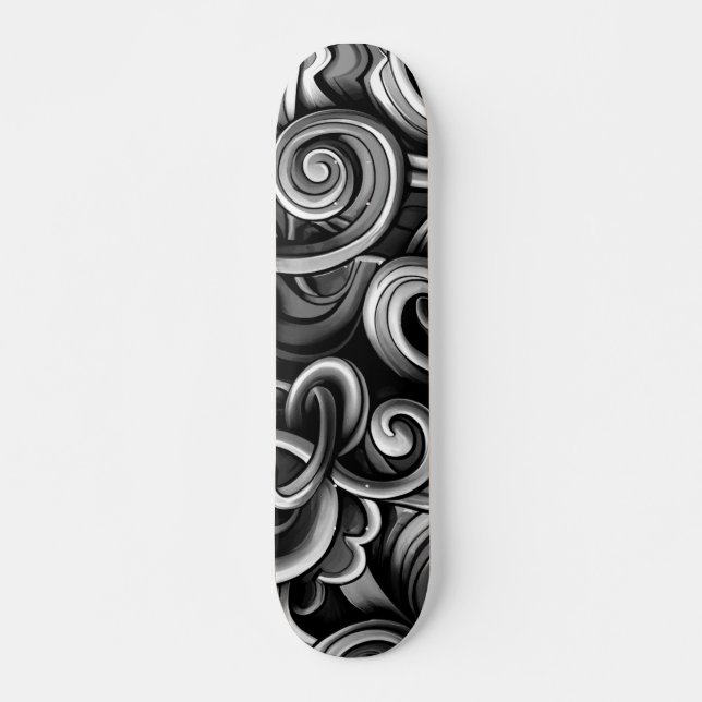 Silver Energy Swirls  Skateboard (Front)
