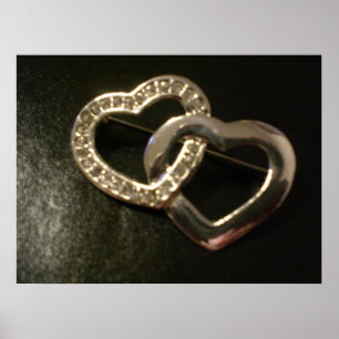 Silver entwined Love Hearts Poster