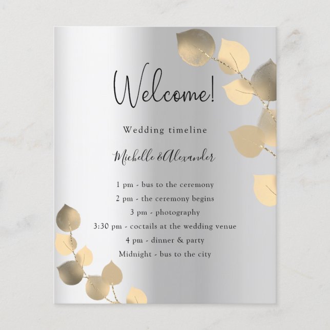 Silver eucalyptus golden wedding program  (Front)