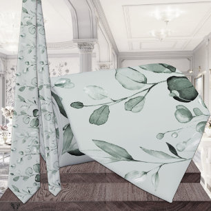 Silver Eucalyptus Greenery Wedding Sage Green Tie