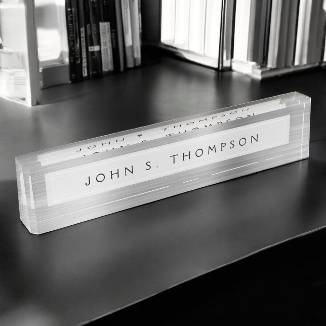 Silver Executive Luxury Professional Modern Nameplate (Creator Uploaded)