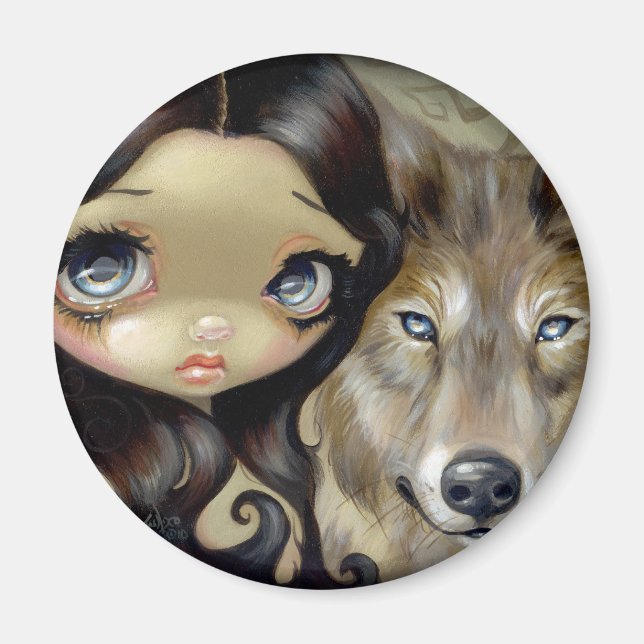 "Silver Eyed Wolf" Magnet (Front)
