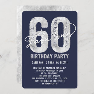 Silver Fabulous Sixty 60th Birthday Party Invite