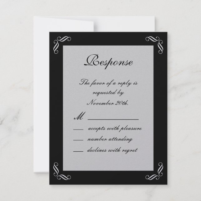 Silver Fairy Tale RSVP (black) Card (Front)