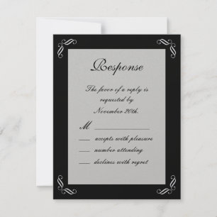 Silver Fairy Tale RSVP (black) Card