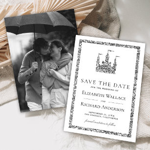 Silver Fairytale Castle Photo Wedding Save The Date