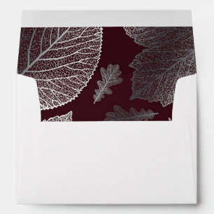 silver fall leaves burgundy vintage fall wedding envelope