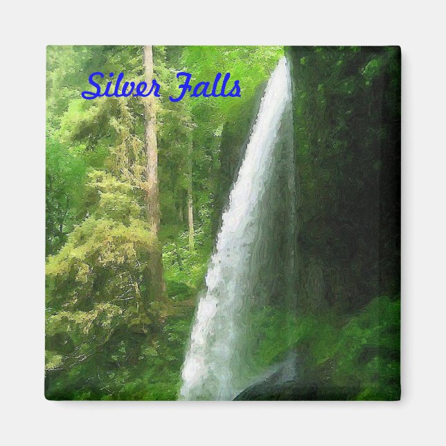 Silver Falls Oil Painting Magnet (Front)