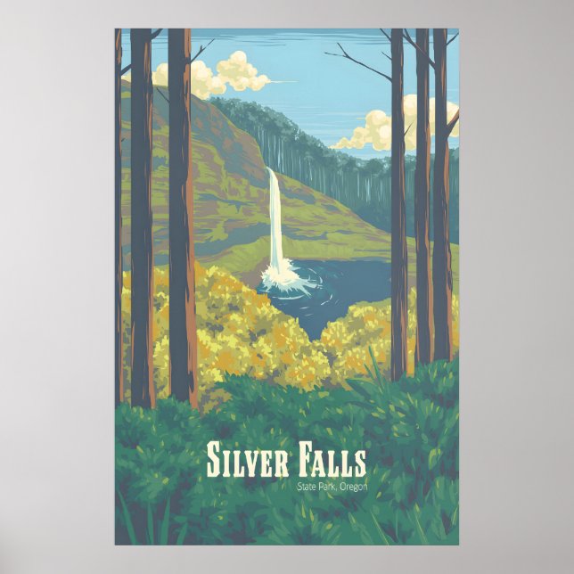 Silver Falls State Park Oregon Travel Poster (Front)