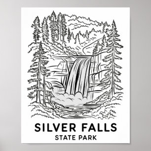Silver Falls State Park Oregon Waterfall Camping S Poster
