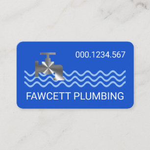 Silver Faucet On Rising Water Waves Business Card