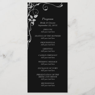 Silver Faux Diamond Border Wedding Program Programme
