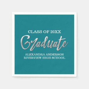 Silver Faux Foil Graduation Any Color Background Napkin