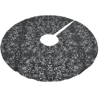 Silver Faux Glass Glitter Sparkle on Black Brushed Polyester Tree Skirt