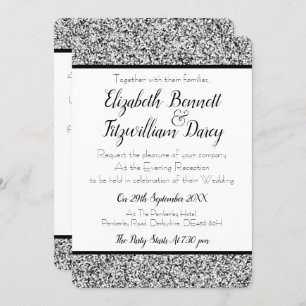 Silver Faux Glitter Evening Invitation