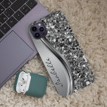 Silver Faux Glitter Glam Bling Personalised Metal<br><div class="desc">The design is a photo and the cases are not made with actual glitter, sequins, metals or woods. This design is also available on other phone models. Choose Device Type to see other iPhone, Samsung Galaxy or Google cases. Some styles may be changed by selecting Style if that is an...</div>