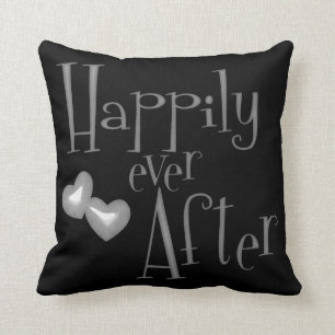 Silver Faux Glitter Happily Ever After Hearts Cushion