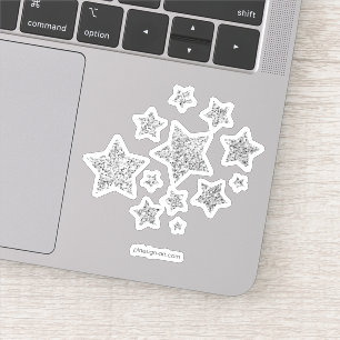 Silver faux glitter sparkles black white Stars