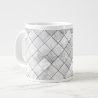 Silver Faux Patchwork Quilting Pattern Large Coffee Mug