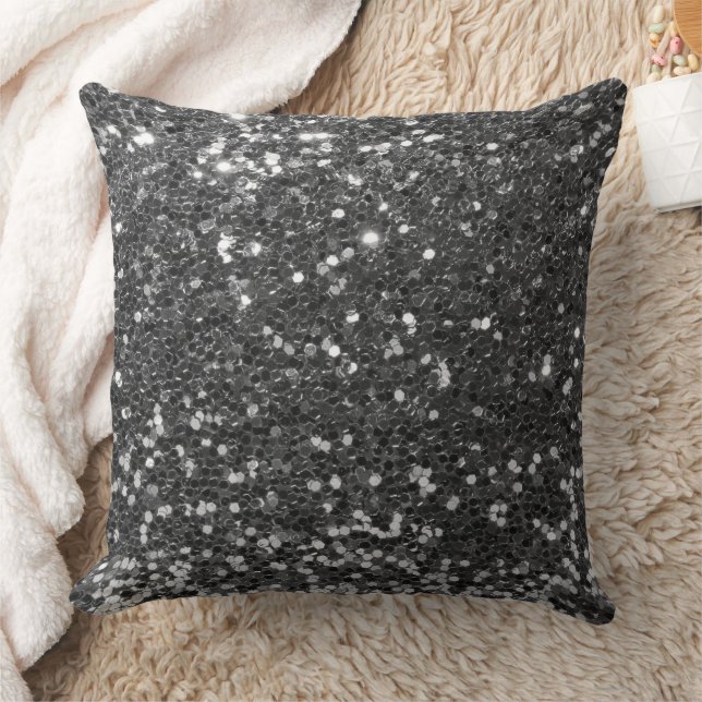 Silver Faux Sequin Glitter Throw Pillow (Blanket)