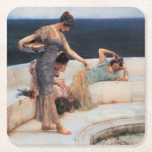 Silver Favourites by Lawrence Alma-Tadema Square Paper Coaster