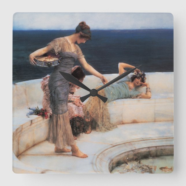 Silver Favourites by Lawrence Alma-Tadema Square Wall Clock (Front)