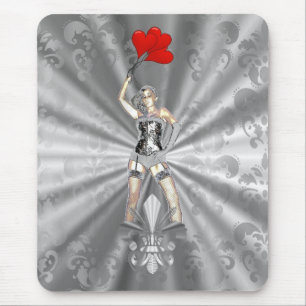 Silver female mouse pad