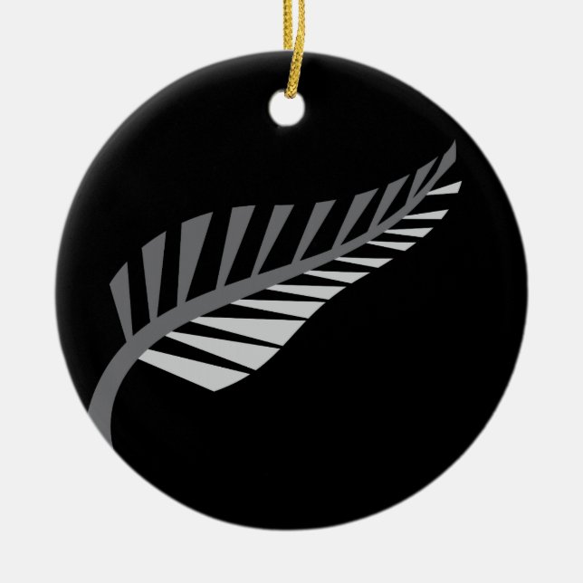 Silver Fern Awesome New Zealand image Ceramic Tree Decoration (Front)