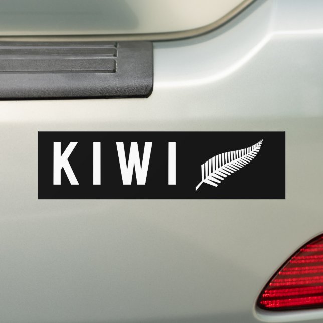 Silver fern flag (NZ) Bumper Sticker (On Car)