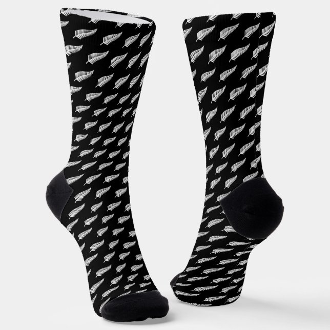 Silver fern flag (NZ) Socks (Angled)