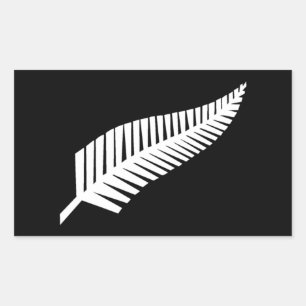 Silver Fern Flag of New Zealand Rectangular Sticker