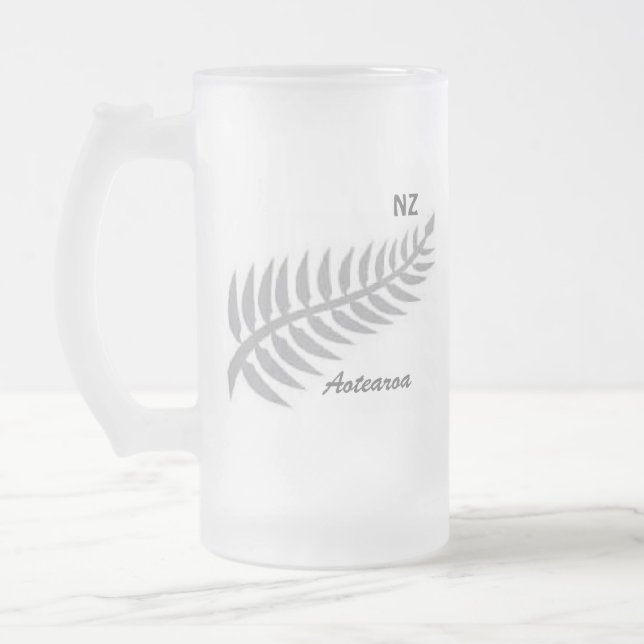SILVER FERN Frosted Glass Mug (Left)