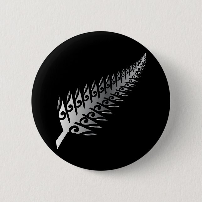 Silver Fern New Zealand Maori Style - Gift Idea 6 Cm Round Badge (Front)
