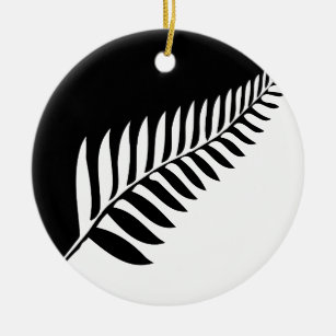 Silver Fern of New Zealand Ceramic Tree Decoration