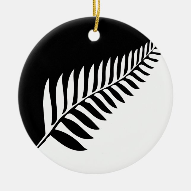 Silver Fern of New Zealand Ceramic Tree Decoration (Front)
