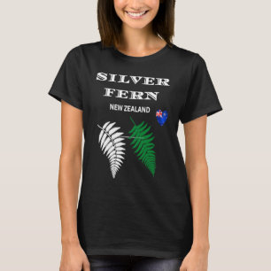 Silver Fern of New Zealand New Zealand flag Kiwi L T-Shirt