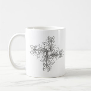 Silver Filigree Pearl Quatrefoil Coffee Mug