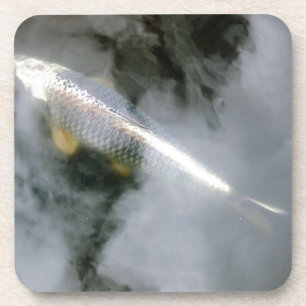 Silver Fish in Water and Clouds Coaster