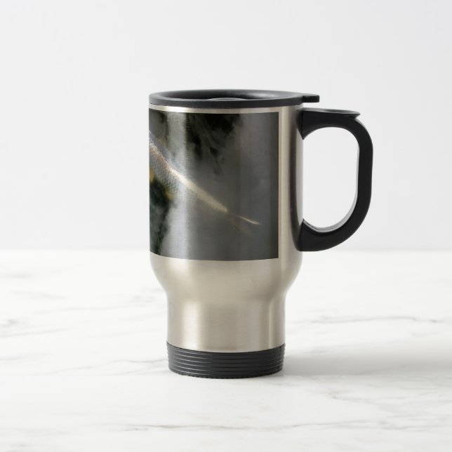 Silver Fish in Water and Clouds Travel Mug (Right)
