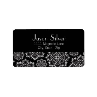 Silver Flame Black Address Labels