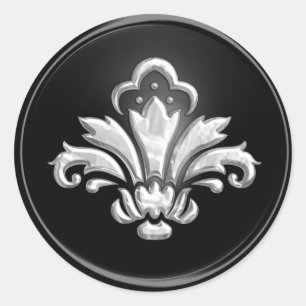Silver Fleur de Lis on Black  Envelope Seal