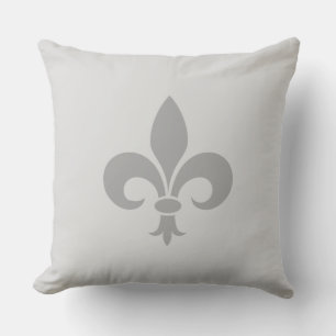 Silver Fleur de Lis on Light Grey Cushion