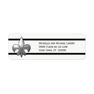 Silver Fleur de Lis with Black Stripes