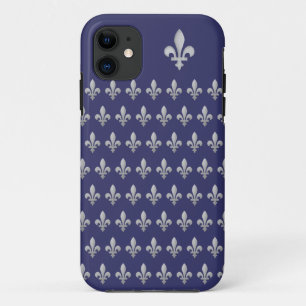 Silver Fleur de lys Royal Blue iPhone 5 Case