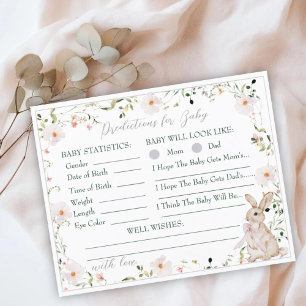 Silver Floral Baby Bunny Shower Prediction Game
