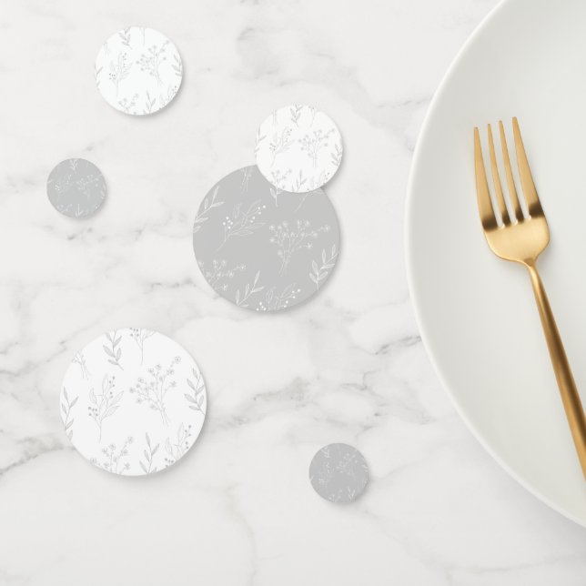 Silver Floral Boho Wedding Confetti (Group)